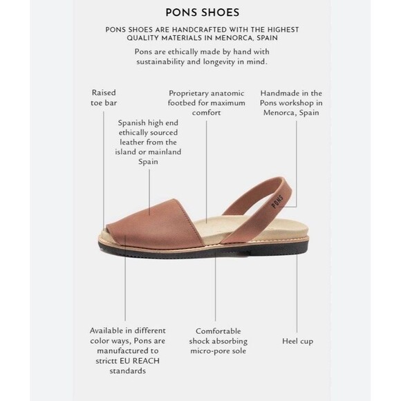 PONS Avarcas In Atomic Brown Sandals Classic Style Slip On Size 8 - Picture 6 of 7